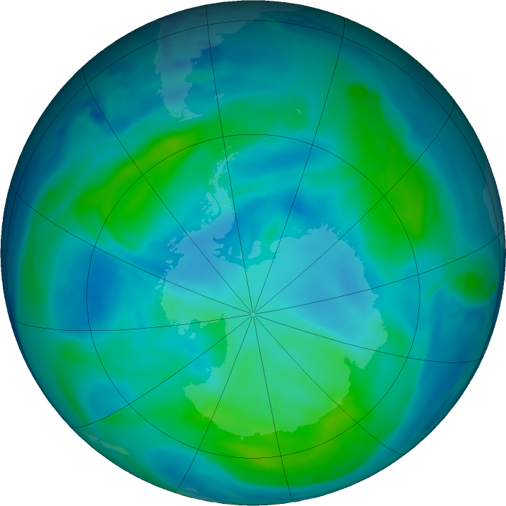 Antarctic ozone map for 26 February 2017